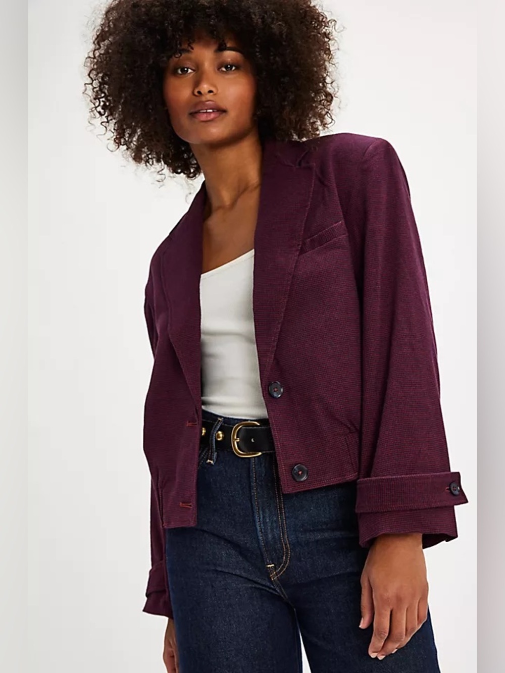 Free People Agnes Blazer Jacket Bomber Relaxed Semi Crop Contemporary Small